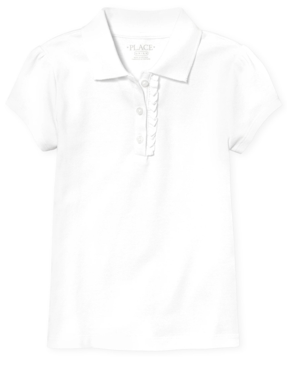 The Children’s Place Girls Uniform Ruffle Soft Stretch Pique Polo - White